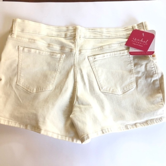 Isabel Maternity by Ingrid & Isabel Side Panel Midi Maternity Jean Shorts Sz 12 - Picture 3 of 12